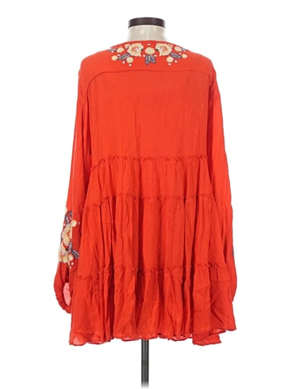 Free People Spell On You Embroidered Babydoll Dress Medium Orange Red Boho - Picture 4 of 7